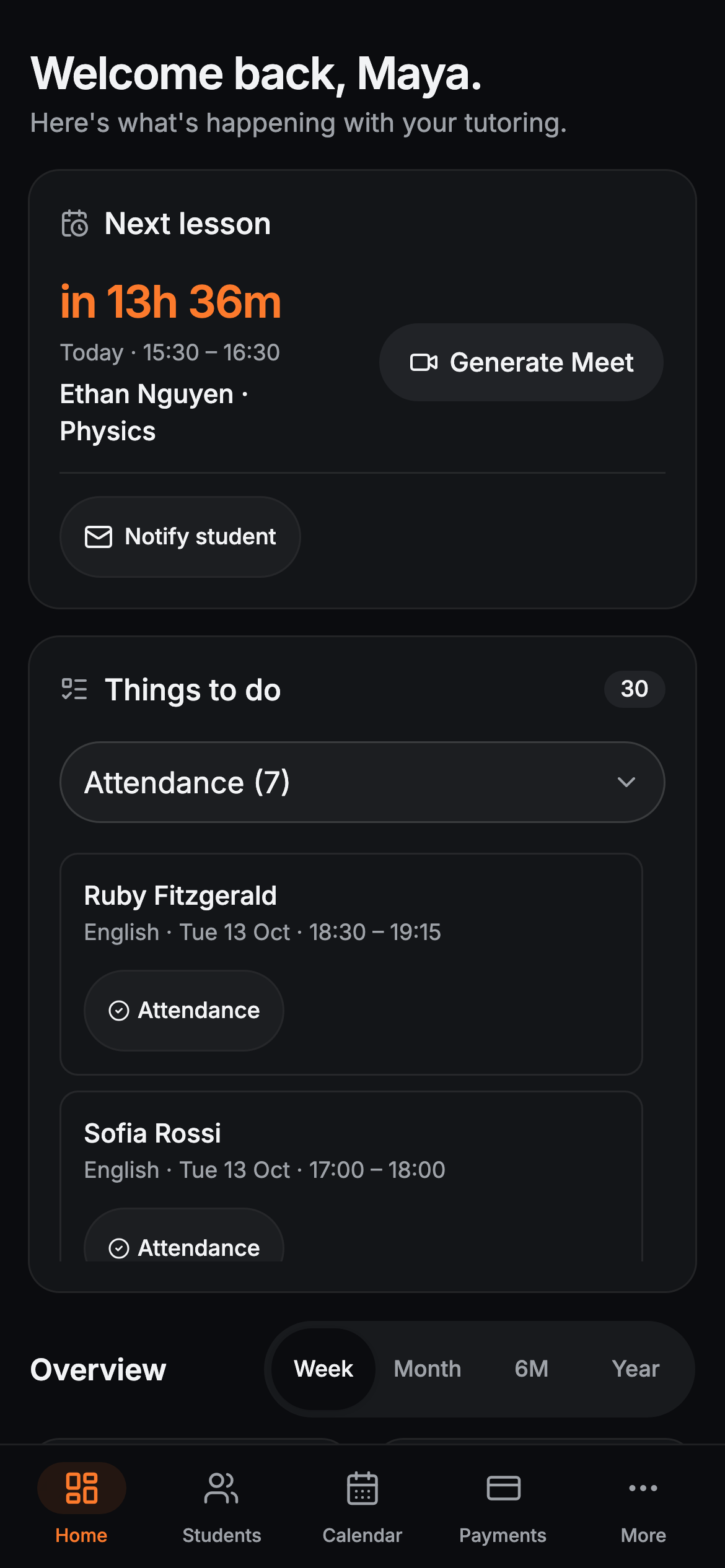 Clastor dashboard on a phone