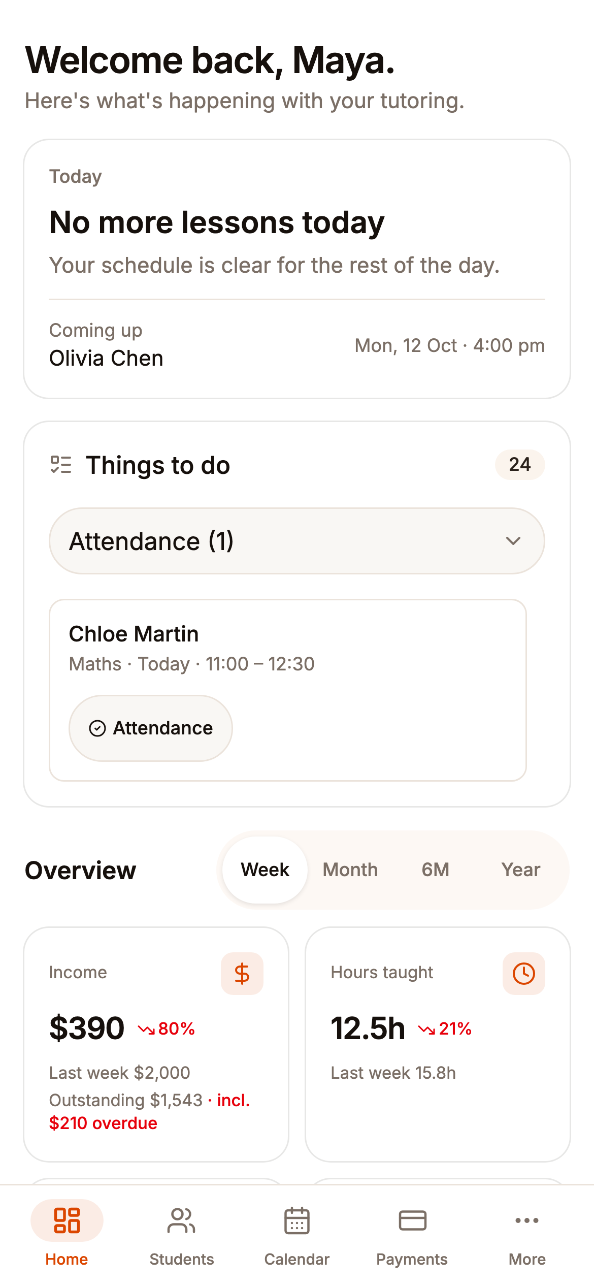 Clastor dashboard on a phone